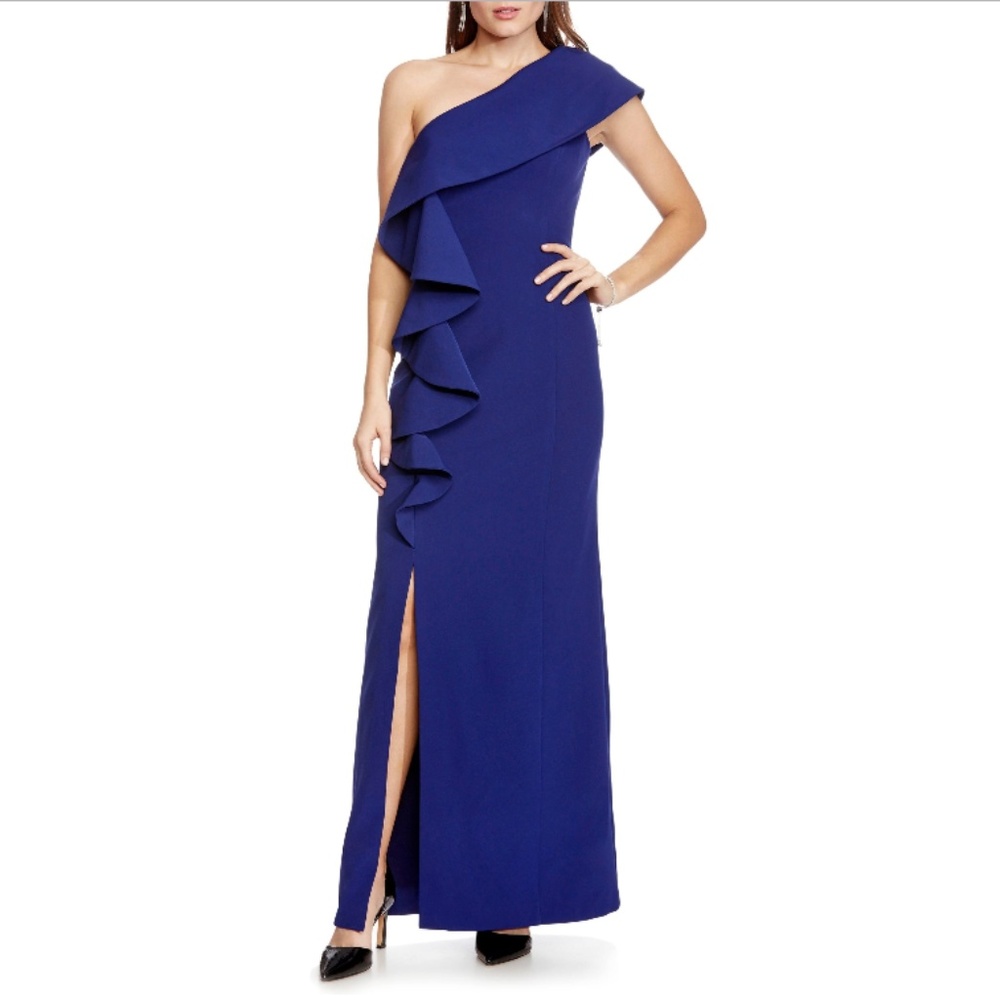 NWT Vince Camuto One-Shoulder Spiral Ruffle Dress